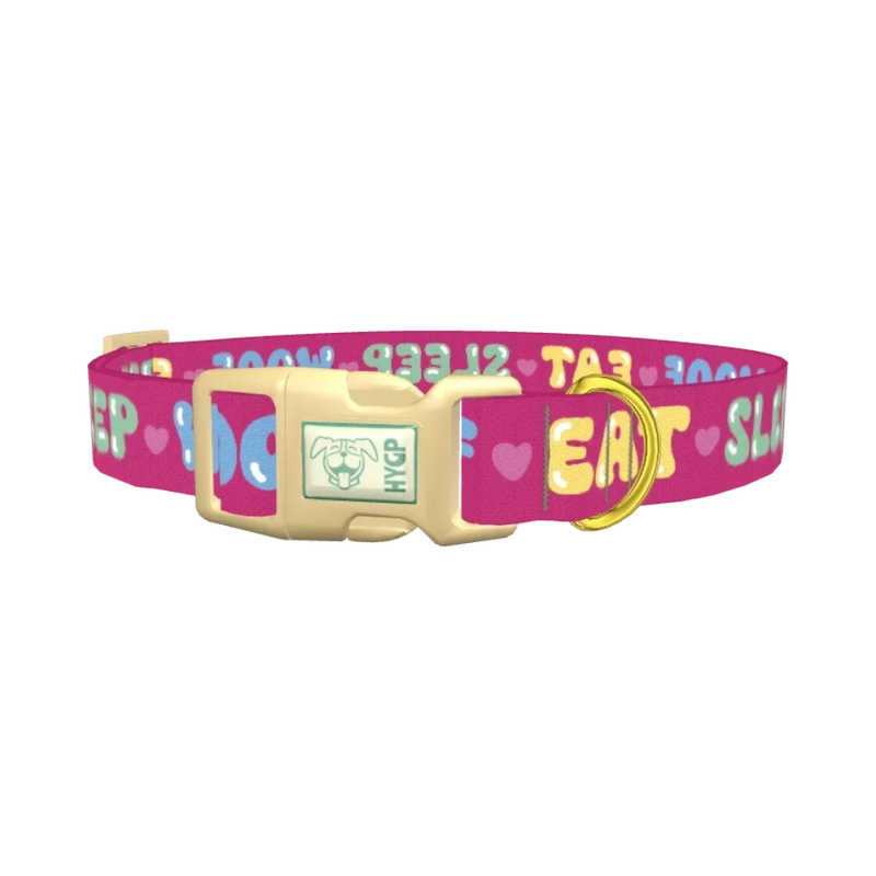 Colorful Text Heart Dog Collar - plastic gold