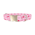 Pink Ribbon Heart 8870522388695 Dog Collar - metal silver