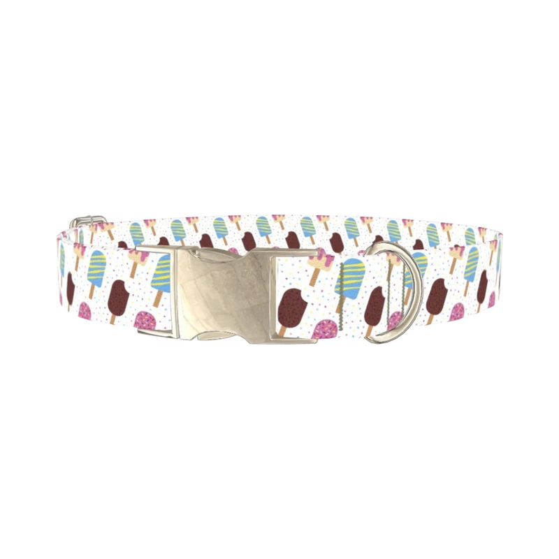 Ice Cream Treats Dog Collar - metal silver