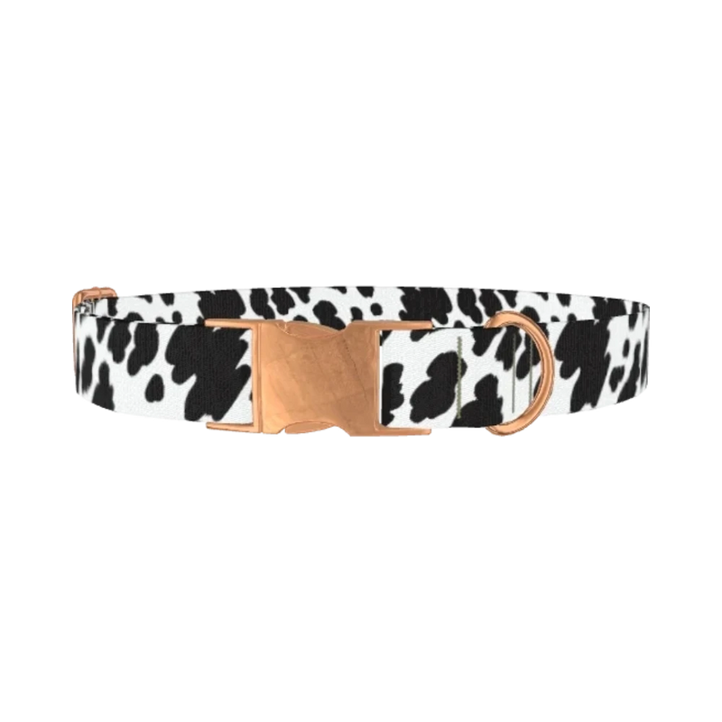 Cow Pattern Dog Collar - metal rose gold
