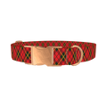 Rhombus Christmas Plaid Dog Collar - metal rose gold