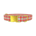 Red Green Checkered Dog Collar - metal gold
