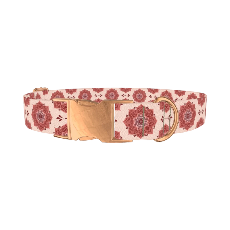 Mandala Pink Dog Collar - metal rose gold
