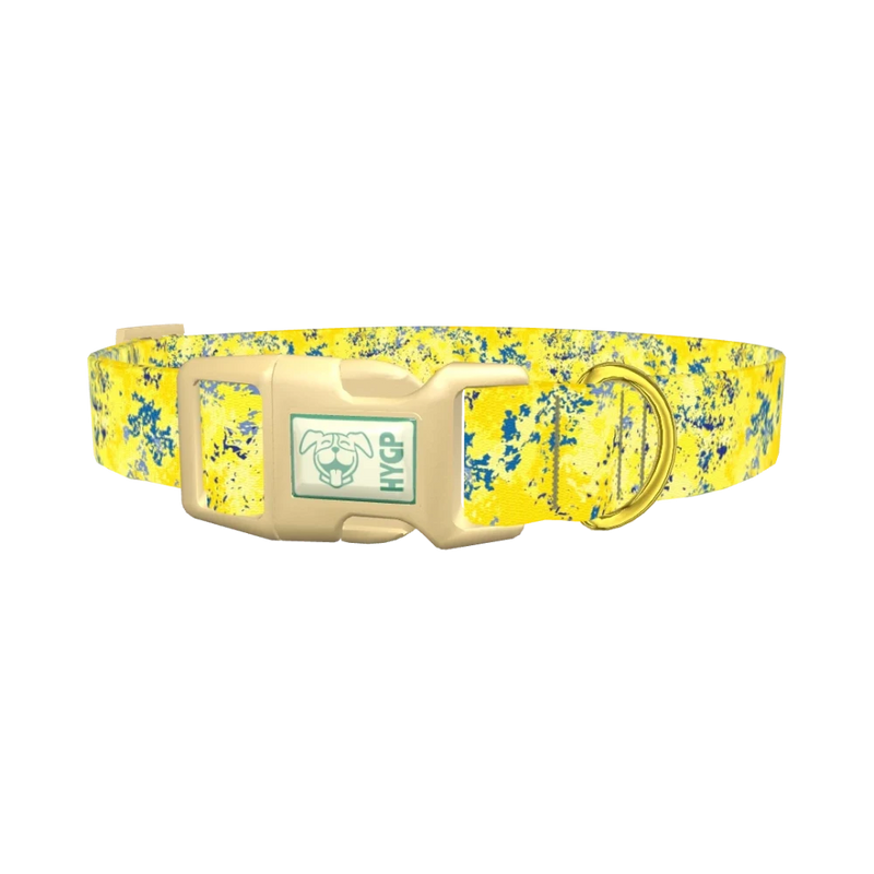 Yellow Abstract Dog Collar - plastic gold