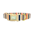 Red Yellow Stripe Dog Collar - plastic gold