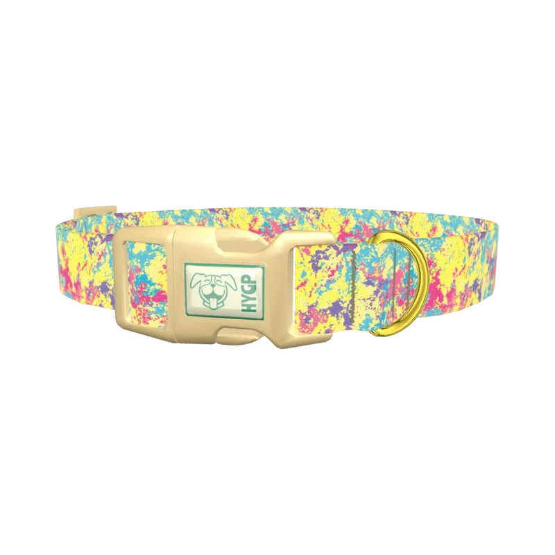 Colorful Splatter Dog Collar - plastic gold