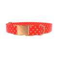 Red Heart Pattern Dog Collar - metal silver
