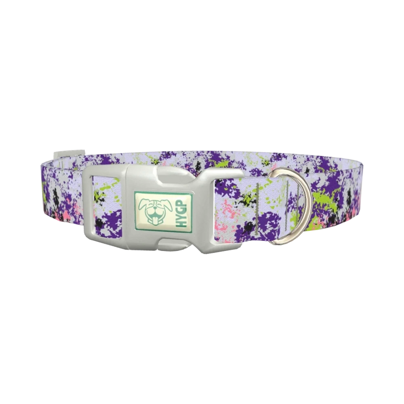 Abstract Splatter Dog Collar - plastic silver