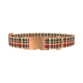 Green Red Tartan Dog Collar - metal rose gold