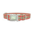 Red Green Plaid Dog Collar - plastic silver