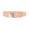 Pink Banana Pattern Dog Collar - metal silver