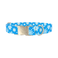 Blue Festive Snowflake Dog Collar - metal silver