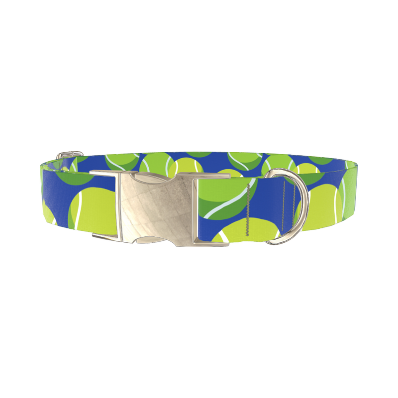 Tennis Ball Dog Collar - metal silver
