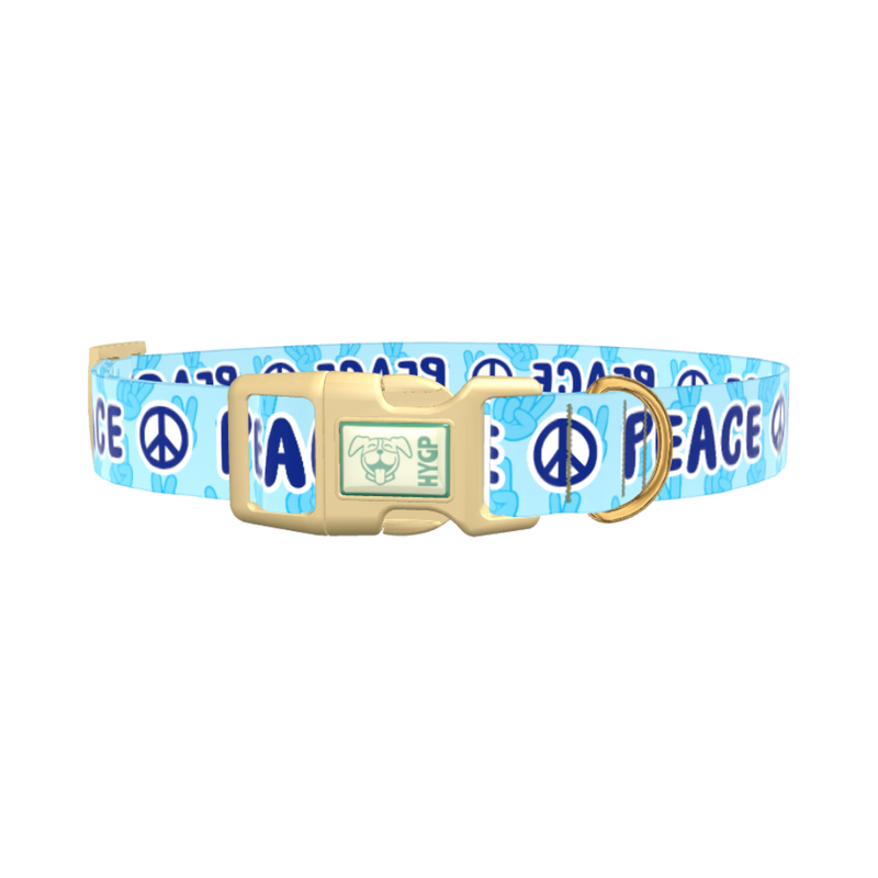 Peace Symbol Dog Collar - plastic silver