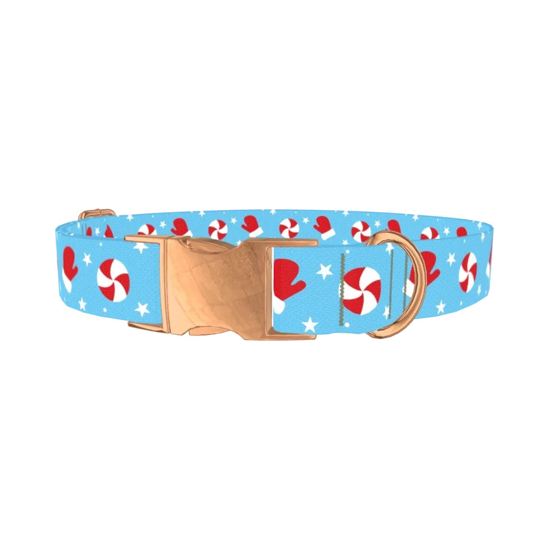 Peppermint Mitten Dog Collar - metal rose gold