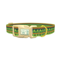 Green Tribal Stripes Dog Collar - plastic gold
