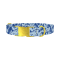 Blue Botanical Silhouette Dog Collar - metal gold