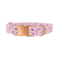 Watercolor Floral Dog Collar - metal rose gold