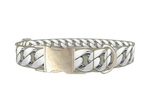 Silver Chain Design Dog Collar