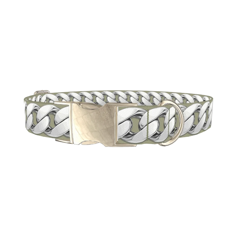 Silver Chain Design Dog Collar - metal silver