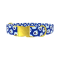 Blue Pansy Floral Dog Collar - metal rose gold