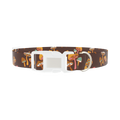 Brown Geometric Mushroom Dog Collar - plastic silver