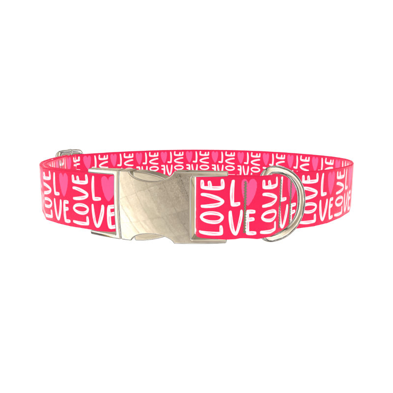 Valentine Love Heart Dog Collar - metal gold