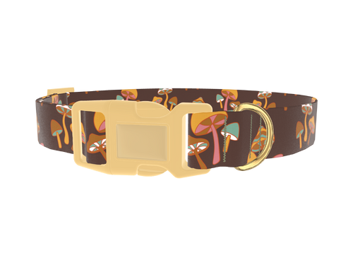 Brown Geometric Mushroom Dog Collar