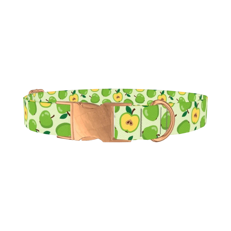Green Apple Dog Collar - metal rose gold