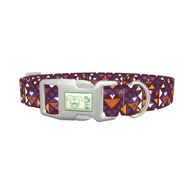 Tribal Triangle Pattern Dog Collar - plastic silver