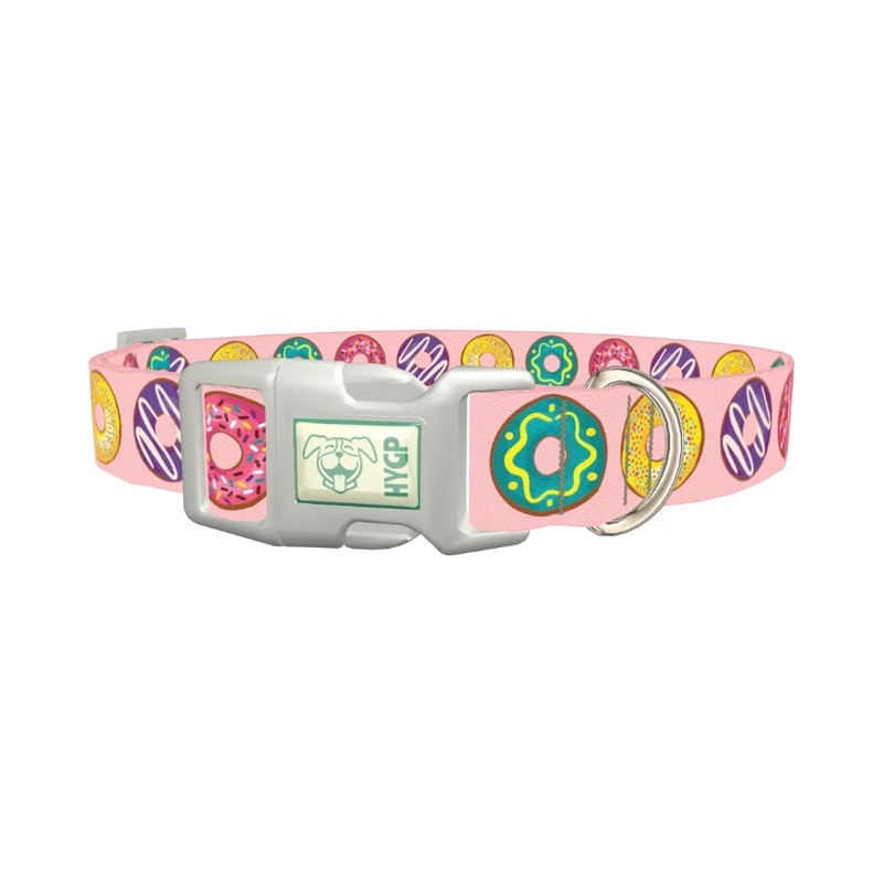 Colorful Donut Pattern Dog Collar - plastic silver