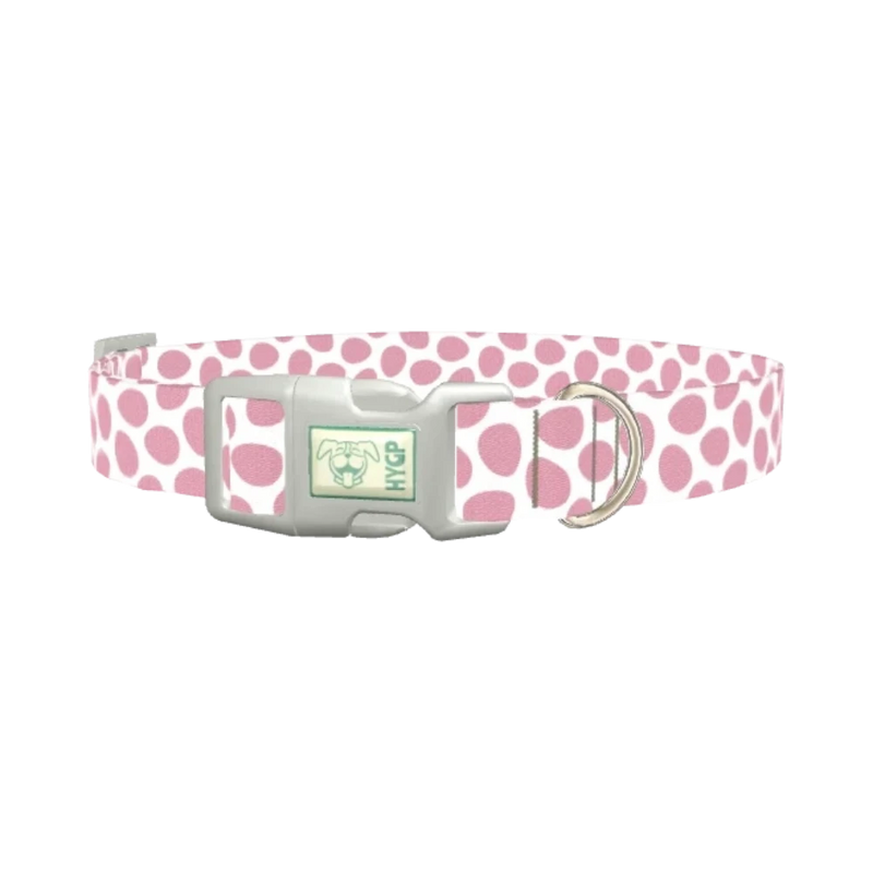 Pink Egg Pattern Dog Collar - plastic silver