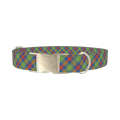 Colorful Tartan Dog Collar - metal silver
