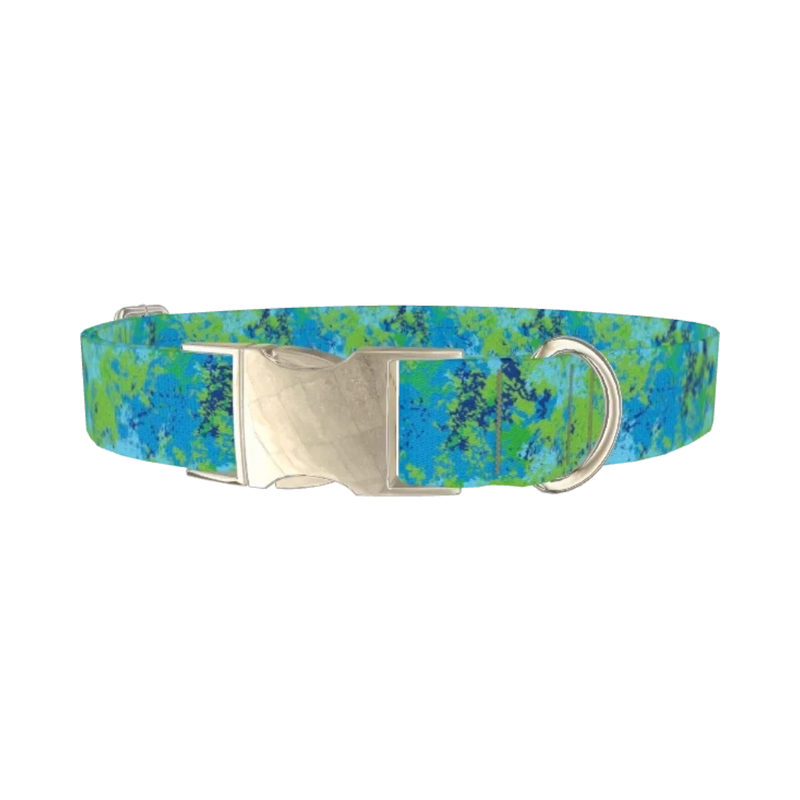 Abstract Camouflage Dog Collar - metal silver