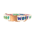Woof Paw Print Dog Collar - metal rose gold