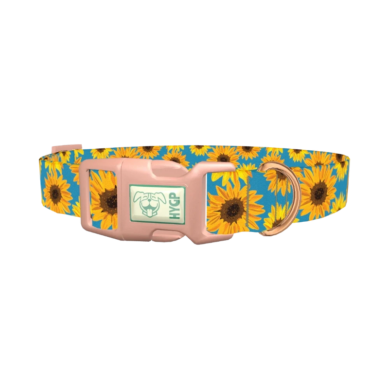 Sunflower Floral Dog Collar - plastic rose gold