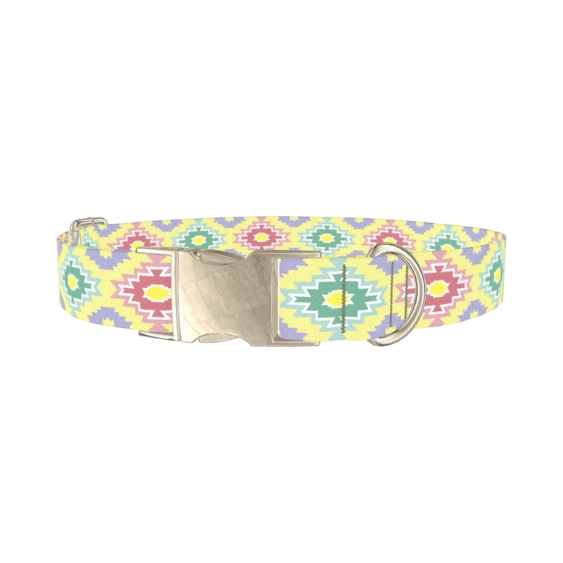 Pastel Tribal Diamond Dog Collar - metal silver
