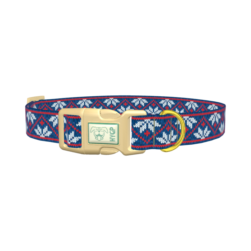 Christmas Knitted Stars Dog Collar - plastic gold