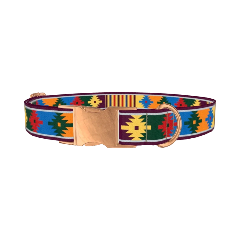Colorful Tribal Star Dog Collar - metal rose gold