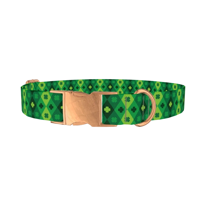 Geometric Clover Dog Collar - metal rose gold