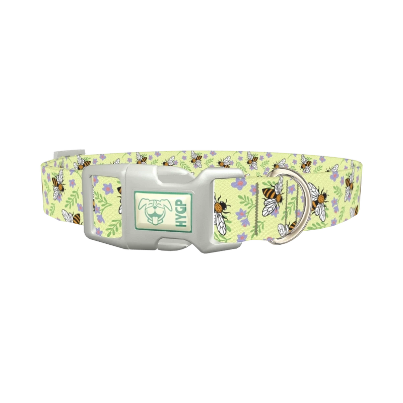 Floral Bee Dog Collar - plastic silver