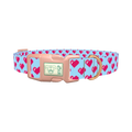 Pixel Heart Blue Dog Collar - plastic rose gold