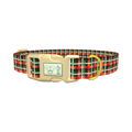 Festive Plaid Dog Collar - plastic gold