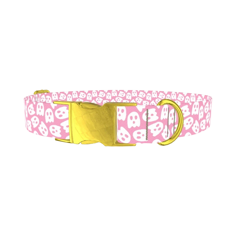 Ghost Halloween Dog Collar - metal gold