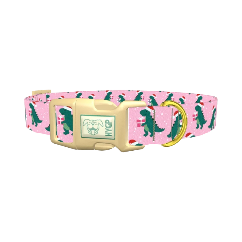 Christmas Dino Dog Collar - plastic gold
