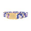 Blue Hydrangea Pattern Dog Collar - plastic gold
