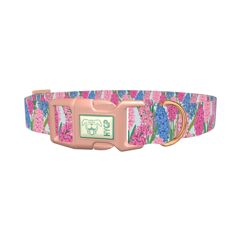 Floral Hyacinth Dog Collar - plastic rose gold