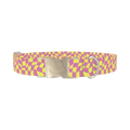 Pink Wavy Check Dog Collar - metal silver