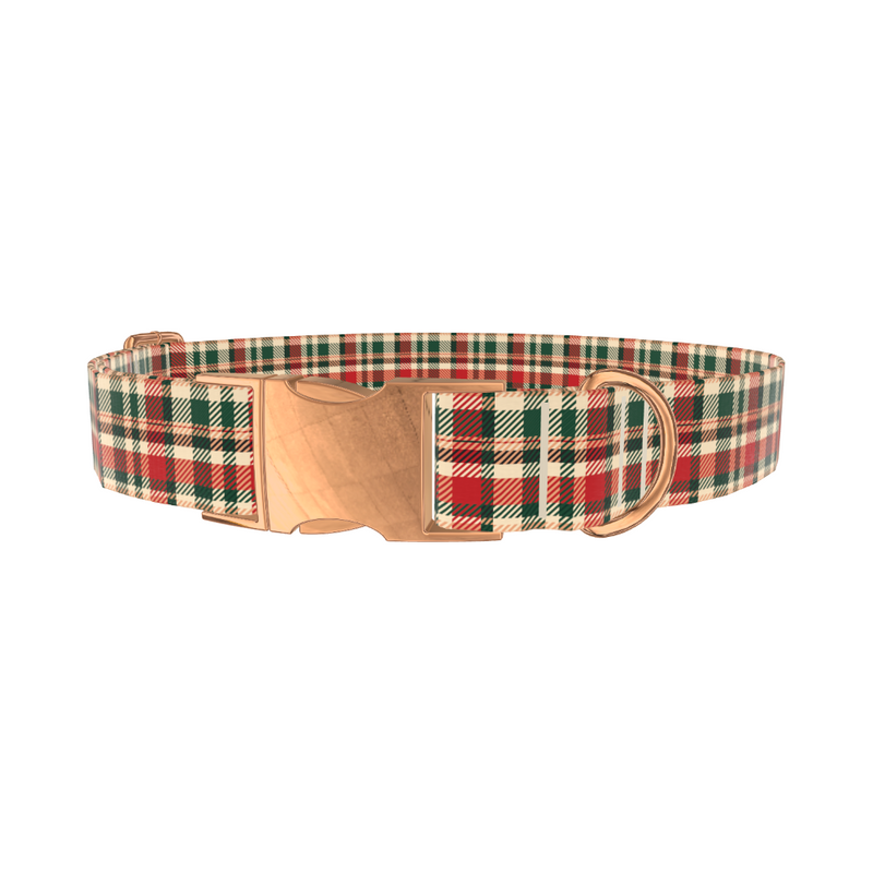 Green Red Tartan Dog Collar