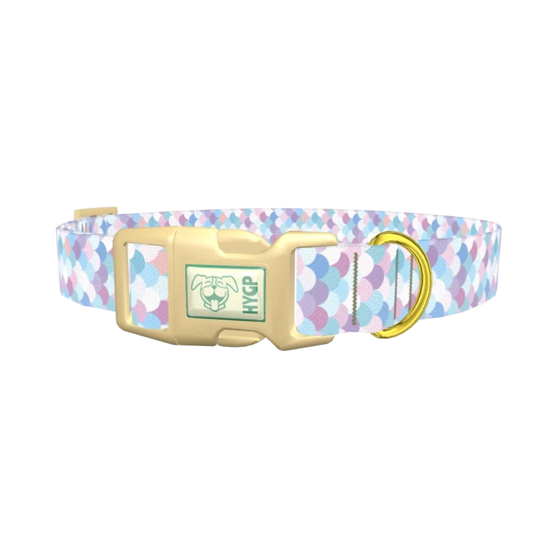 Pastel Mermaid Scale Dog Collar - plastic gold